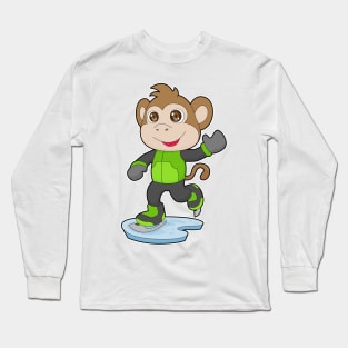 Monkey Ice skating Ice skates Long Sleeve T-Shirt